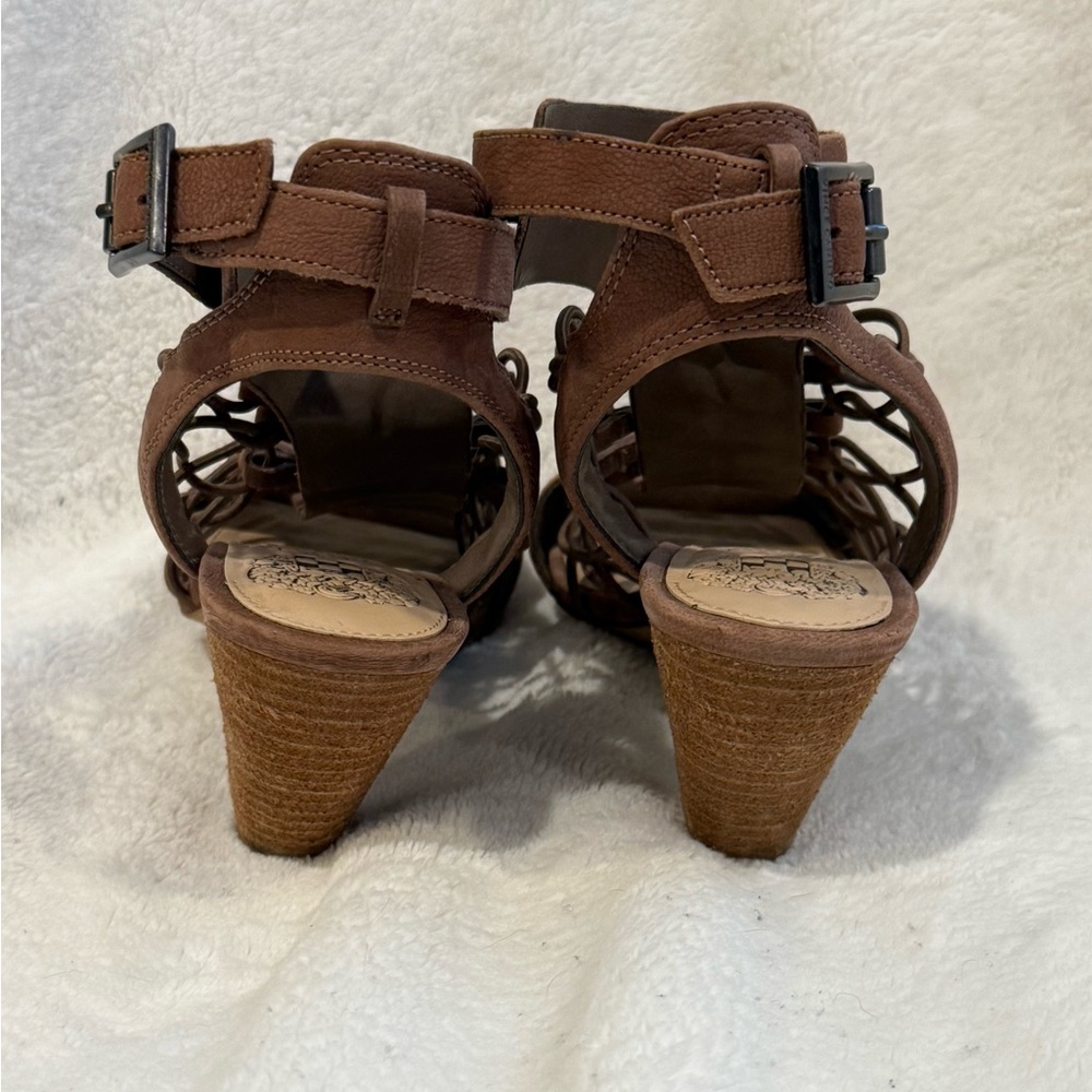 Vince Camuto Brown Suede Strappy Cage Heels - Picture 4 of 5
